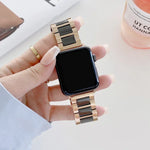 สายรัดนาฬิกาเซรามิกเหล็กสามเม็ดกว้าง 22mm สำหรับ Apple Watch Series, 7 41mm / 6 & SE & 5 & 4 40mm / 3 & 2 & 1 38mm, 7 45mm / 6 & SE & 5 & 4 44mm / 3 & 2 & 1 42mm