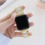 สายรัดนาฬิกาเซรามิกเหล็กสามเม็ดกว้าง 22mm สำหรับ Apple Watch Series, 7 41mm / 6 & SE & 5 & 4 40mm / 3 & 2 & 1 38mm, 7 45mm / 6 & SE & 5 & 4 44mm / 3 & 2 & 1 42mm