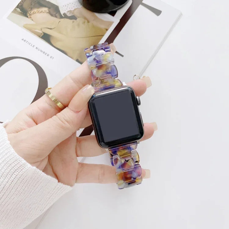 Resin Replacement Watchband For Apple Watch Series, 7 41mm / 6 & SE & 5 & 4 40mm / 3 & 2 & 1 38mm, 7 45mm / 6 & SE & 5 & 4 44mm / 3 & 2 & 1 42mm