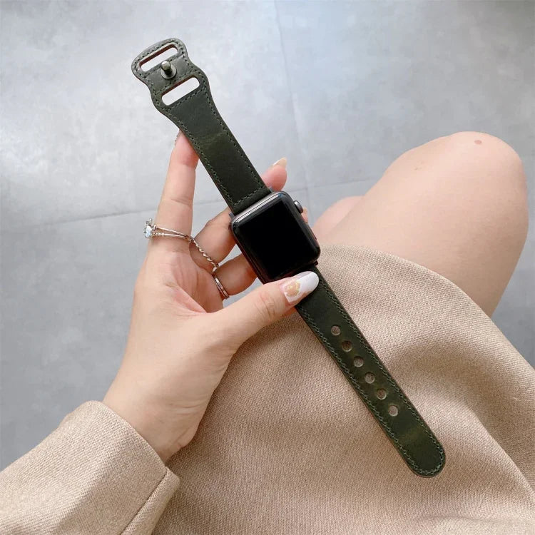 สายหนังเปลี่ยนแบบหัวเข็มขัดรูปเลข 8 สไตล์ย้อนยุค สำหรับ Apple Watch Series, 7 41mm / 6 & SE & 5 & 4 40mm / 3 & 2 & 1 38mm, 7 45mm / 6 & SE & 5 & 4 44mm / 3 & 2 & 1 42mm