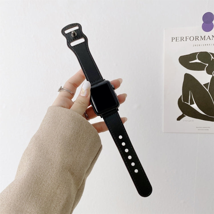 สายหนังเปลี่ยนแบบหัวเข็มขัดรูปเลข 8 สไตล์ย้อนยุค สำหรับ Apple Watch Series, 7 41mm / 6 & SE & 5 & 4 40mm / 3 & 2 & 1 38mm, 7 45mm / 6 & SE & 5 & 4 44mm / 3 & 2 & 1 42mm