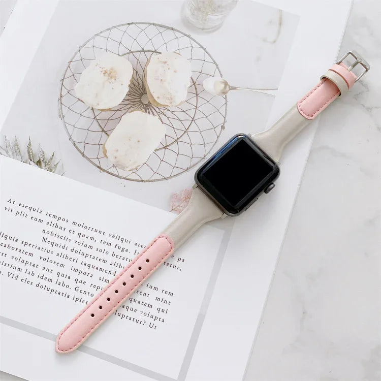 สายหนังเปลี่ยนสีแมตช์ขนาดเล็กเอว สำหรับ Apple Watch Series, 7 41mm / 6 & SE & 5 & 4 40mm / 3 & 2 & 1 38mm, 7 45mm / 6 & SE & 5 & 4 44mm / 3 & 2 & 1 42mm