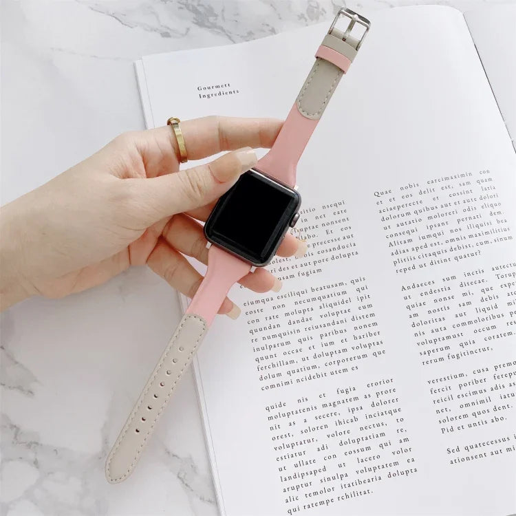สายหนังเปลี่ยนสีแมตช์ขนาดเล็กเอว สำหรับ Apple Watch Series, 7 41mm / 6 & SE & 5 & 4 40mm / 3 & 2 & 1 38mm, 7 45mm / 6 & SE & 5 & 4 44mm / 3 & 2 & 1 42mm