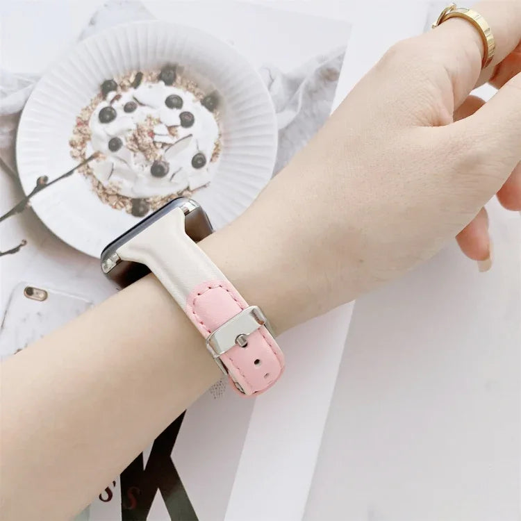สายหนังเปลี่ยนสีแมตช์ขนาดเล็กเอว สำหรับ Apple Watch Series, 7 41mm / 6 & SE & 5 & 4 40mm / 3 & 2 & 1 38mm, 7 45mm / 6 & SE & 5 & 4 44mm / 3 & 2 & 1 42mm