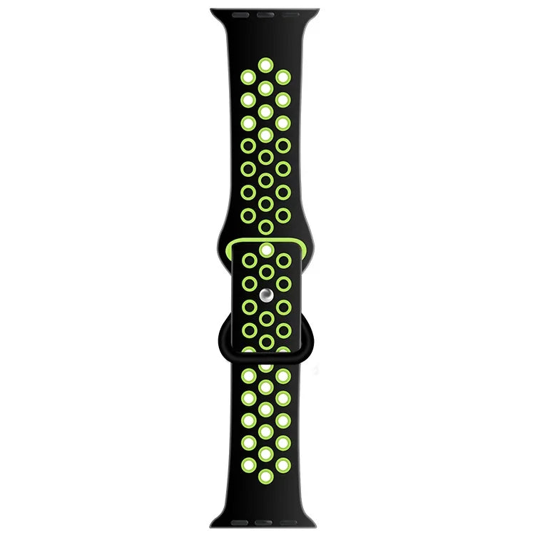 สายซิลิโคนเปลี่ยนแบบหัวเข็มขัดผีเสื้อสองสี สำหรับ Apple Watch Series, 7 41mm / 6 & SE & 5 & 4 40mm / 3 & 2 & 1 38mm, 7 45mm / 6 & SE & 5 & 4 44mm / 3 & 2 & 1 42mm