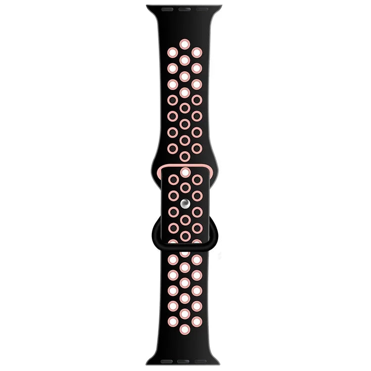 สายซิลิโคนเปลี่ยนแบบหัวเข็มขัดผีเสื้อสองสี สำหรับ Apple Watch Series, 7 41mm / 6 & SE & 5 & 4 40mm / 3 & 2 & 1 38mm, 7 45mm / 6 & SE & 5 & 4 44mm / 3 & 2 & 1 42mm