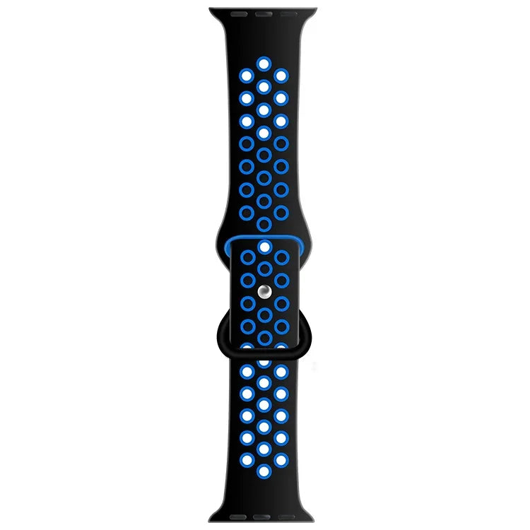 สายซิลิโคนเปลี่ยนแบบหัวเข็มขัดผีเสื้อสองสี สำหรับ Apple Watch Series, 7 41mm / 6 & SE & 5 & 4 40mm / 3 & 2 & 1 38mm, 7 45mm / 6 & SE & 5 & 4 44mm / 3 & 2 & 1 42mm