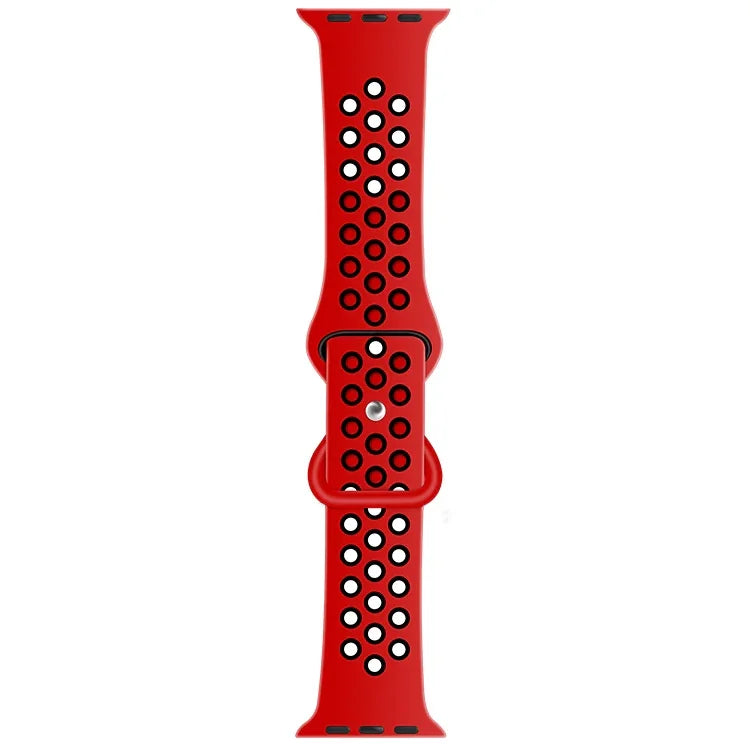 สายซิลิโคนเปลี่ยนแบบหัวเข็มขัดผีเสื้อสองสี สำหรับ Apple Watch Series, 7 41mm / 6 & SE & 5 & 4 40mm / 3 & 2 & 1 38mm, 7 45mm / 6 & SE & 5 & 4 44mm / 3 & 2 & 1 42mm