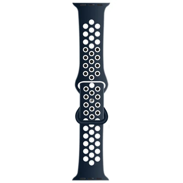 สายซิลิโคนเปลี่ยนแบบหัวเข็มขัดผีเสื้อสองสี สำหรับ Apple Watch Series, 7 41mm / 6 & SE & 5 & 4 40mm / 3 & 2 & 1 38mm, 7 45mm / 6 & SE & 5 & 4 44mm / 3 & 2 & 1 42mm