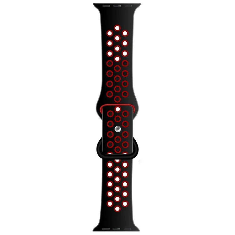 สายซิลิโคนเปลี่ยนแบบหัวเข็มขัดผีเสื้อสองสี สำหรับ Apple Watch Series, 7 41mm / 6 & SE & 5 & 4 40mm / 3 & 2 & 1 38mm, 7 45mm / 6 & SE & 5 & 4 44mm / 3 & 2 & 1 42mm