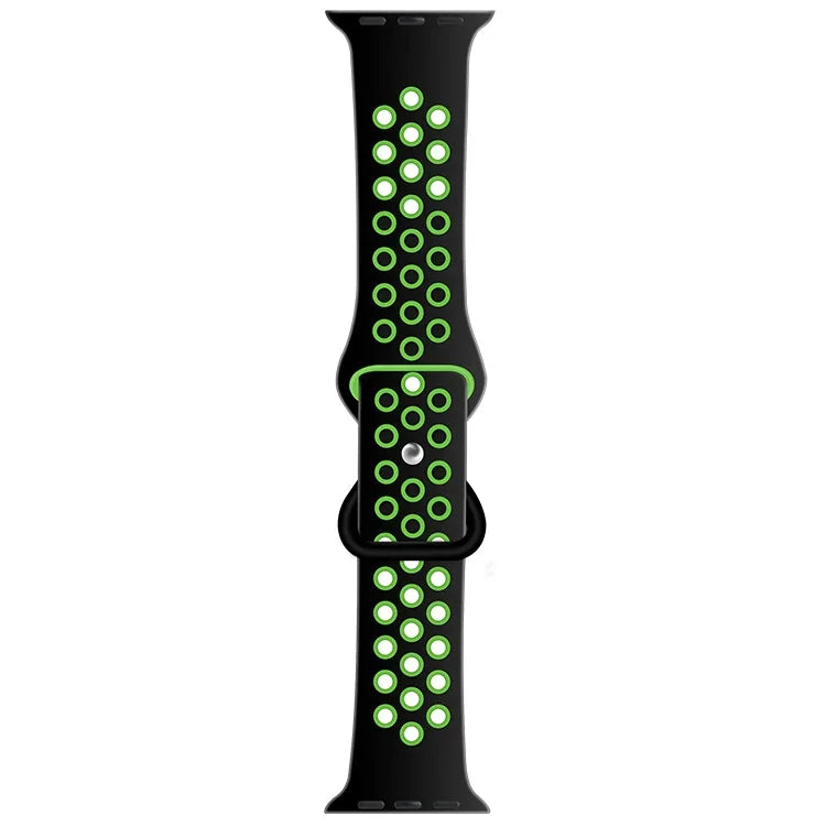 สายซิลิโคนเปลี่ยนแบบหัวเข็มขัดผีเสื้อสองสี สำหรับ Apple Watch Series, 7 41mm / 6 & SE & 5 & 4 40mm / 3 & 2 & 1 38mm, 7 45mm / 6 & SE & 5 & 4 44mm / 3 & 2 & 1 42mm
