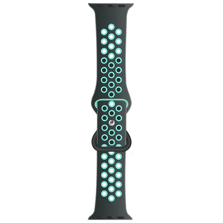 สายซิลิโคนเปลี่ยนแบบหัวเข็มขัดผีเสื้อสองสี สำหรับ Apple Watch Series, 7 41mm / 6 & SE & 5 & 4 40mm / 3 & 2 & 1 38mm, 7 45mm / 6 & SE & 5 & 4 44mm / 3 & 2 & 1 42mm