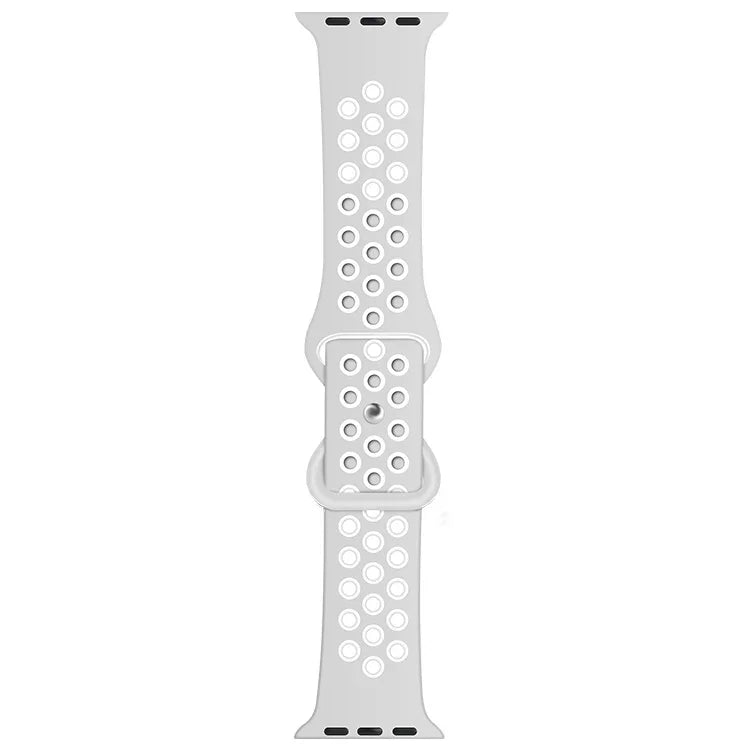 สายซิลิโคนเปลี่ยนแบบหัวเข็มขัดผีเสื้อสองสี สำหรับ Apple Watch Series, 7 41mm / 6 & SE & 5 & 4 40mm / 3 & 2 & 1 38mm, 7 45mm / 6 & SE & 5 & 4 44mm / 3 & 2 & 1 42mm