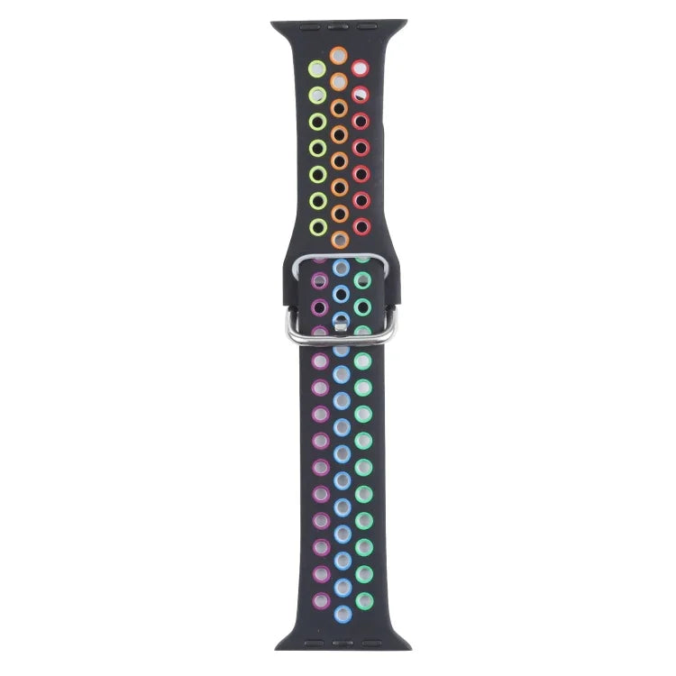 สายซิลิโคนเปลี่ยนแบบหัวเข็มขัดโลหะ สำหรับ Apple Watch Series, 7 41mm / 6 & SE & 5 & 4 40mm / 3 & 2 & 1 38mm, 7 45mm / 6 & SE & 5 & 4 44mm / 3 & 2 & 1 42mm
