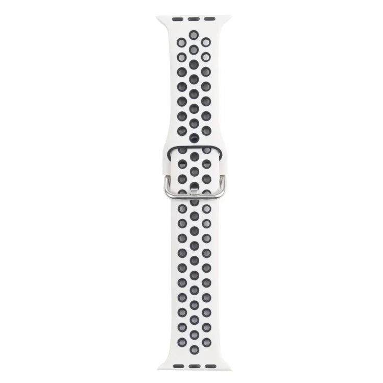สายซิลิโคนเปลี่ยนแบบหัวเข็มขัดโลหะ สำหรับ Apple Watch Series, 7 41mm / 6 & SE & 5 & 4 40mm / 3 & 2 & 1 38mm, 7 45mm / 6 & SE & 5 & 4 44mm / 3 & 2 & 1 42mm