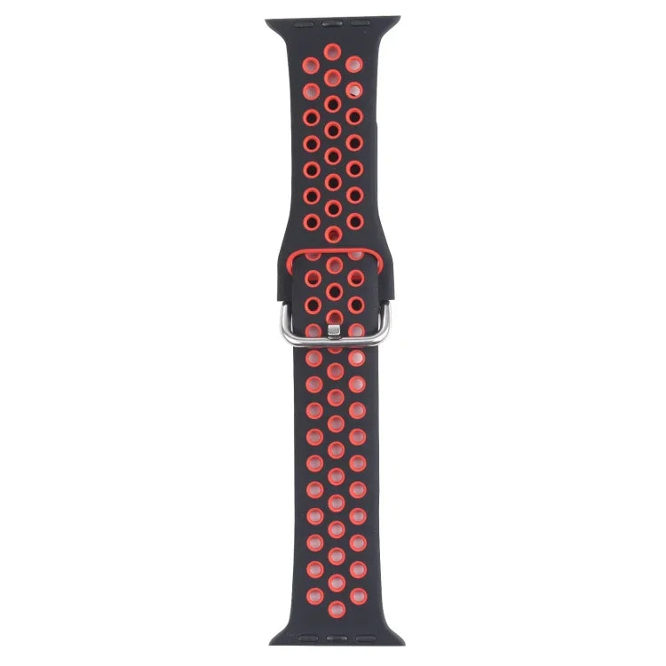 สายซิลิโคนเปลี่ยนแบบหัวเข็มขัดโลหะ สำหรับ Apple Watch Series, 7 41mm / 6 & SE & 5 & 4 40mm / 3 & 2 & 1 38mm, 7 45mm / 6 & SE & 5 & 4 44mm / 3 & 2 & 1 42mm