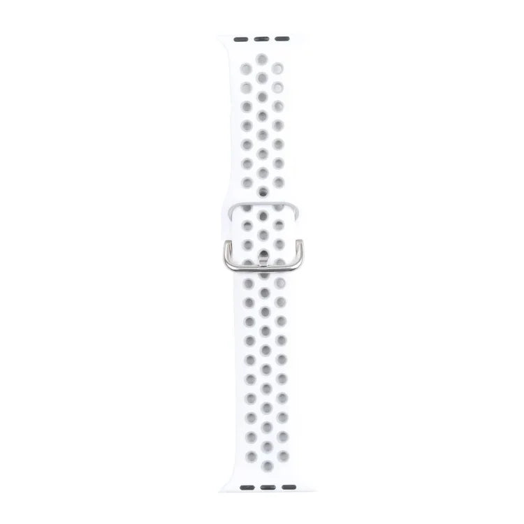สายซิลิโคนเปลี่ยนแบบหัวเข็มขัดโลหะ สำหรับ Apple Watch Series, 7 41mm / 6 & SE & 5 & 4 40mm / 3 & 2 & 1 38mm, 7 45mm / 6 & SE & 5 & 4 44mm / 3 & 2 & 1 42mm