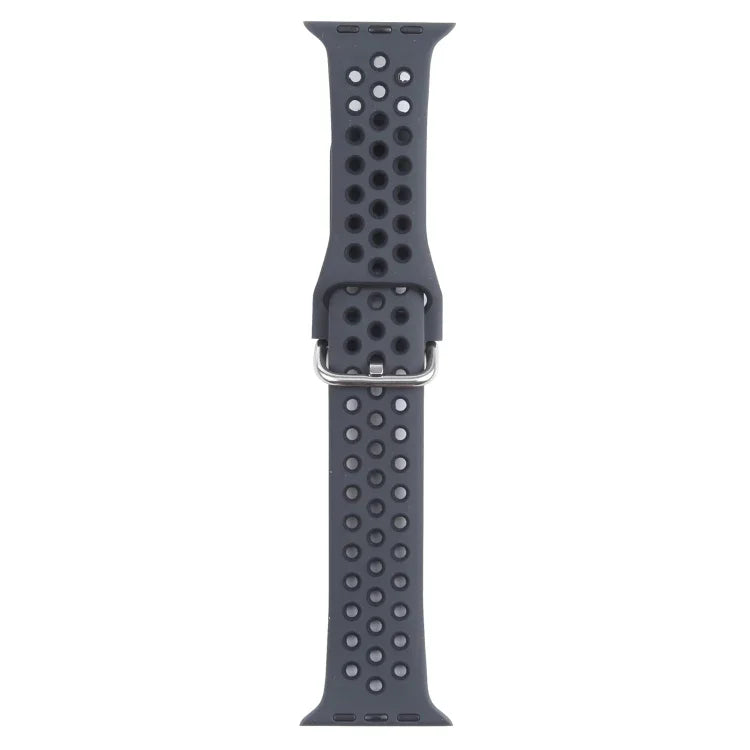 สายซิลิโคนเปลี่ยนแบบหัวเข็มขัดโลหะ สำหรับ Apple Watch Series, 7 41mm / 6 & SE & 5 & 4 40mm / 3 & 2 & 1 38mm, 7 45mm / 6 & SE & 5 & 4 44mm / 3 & 2 & 1 42mm