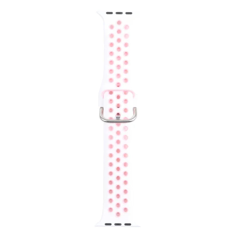 สายซิลิโคนเปลี่ยนแบบหัวเข็มขัดโลหะ สำหรับ Apple Watch Series, 7 41mm / 6 & SE & 5 & 4 40mm / 3 & 2 & 1 38mm, 7 45mm / 6 & SE & 5 & 4 44mm / 3 & 2 & 1 42mm