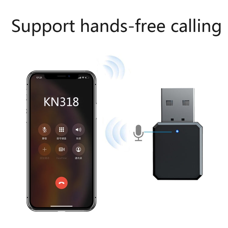 KN318 อะแดปเตอร์บลูทูธ 5.1 USB รับสัญญาณเสียง, KN318