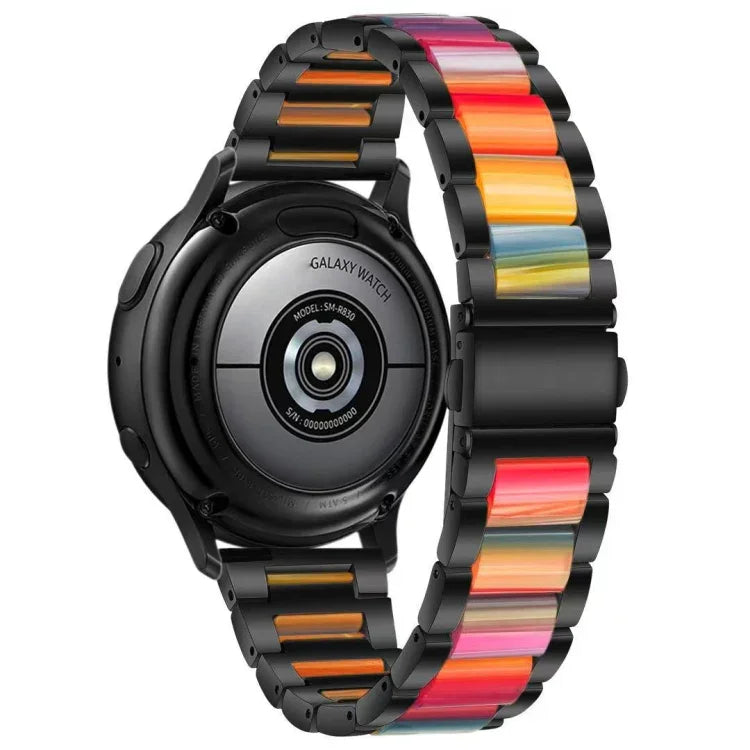 สายรัดข้อมือแบบสามเม็ดเหล็ก + เรซินสำหรับเปลี่ยน สำหรับนาฬิกา Samsung Smart Watch ขนาด 20 มม., สำหรับนาฬิกา Samsung Smart Watch ขนาด 22 มม.