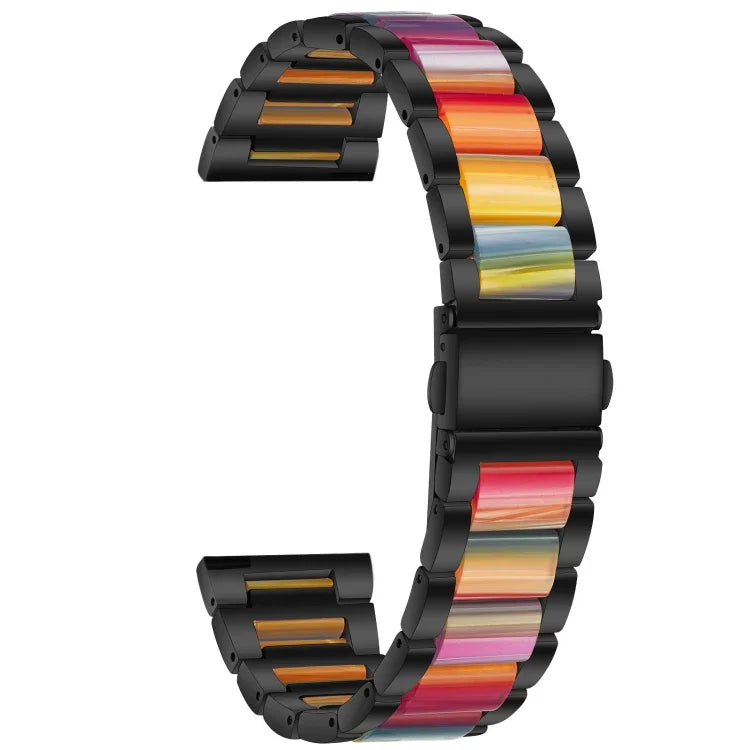 สายรัดข้อมือแบบสามเม็ดเหล็ก + เรซินสำหรับเปลี่ยน สำหรับนาฬิกา Samsung Smart Watch ขนาด 20 มม., สำหรับนาฬิกา Samsung Smart Watch ขนาด 22 มม.