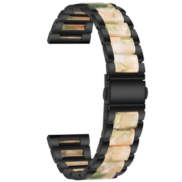 สายรัดข้อมือแบบสามเม็ดเหล็ก + เรซินสำหรับเปลี่ยน สำหรับนาฬิกา Samsung Smart Watch ขนาด 20 มม., สำหรับนาฬิกา Samsung Smart Watch ขนาด 22 มม.