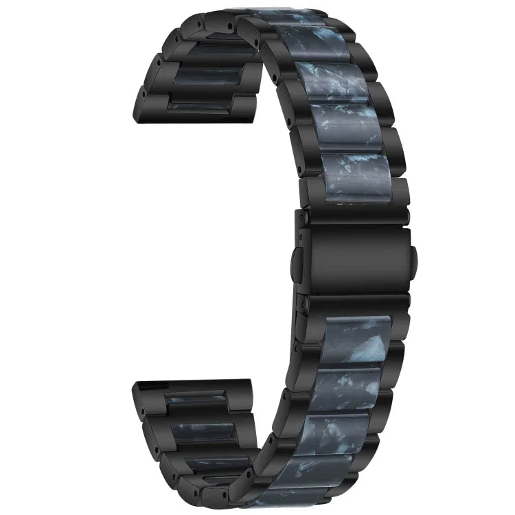 สายรัดข้อมือแบบสามเม็ดเหล็ก + เรซินสำหรับเปลี่ยน สำหรับนาฬิกา Samsung Smart Watch ขนาด 20 มม., สำหรับนาฬิกา Samsung Smart Watch ขนาด 22 มม.