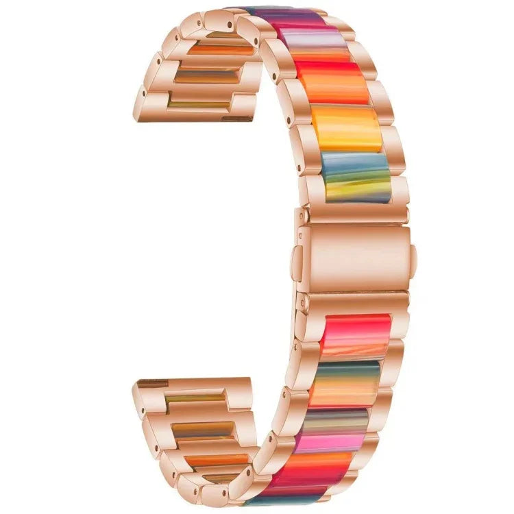 สายรัดข้อมือแบบสามเม็ดเหล็ก + เรซินสำหรับเปลี่ยน สำหรับนาฬิกา Samsung Smart Watch ขนาด 20 มม., สำหรับนาฬิกา Samsung Smart Watch ขนาด 22 มม.