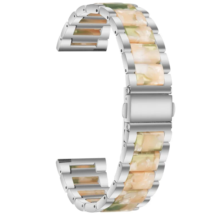 สายรัดข้อมือแบบสามเม็ดเหล็ก + เรซินสำหรับเปลี่ยน สำหรับนาฬิกา Samsung Smart Watch ขนาด 20 มม., สำหรับนาฬิกา Samsung Smart Watch ขนาด 22 มม.