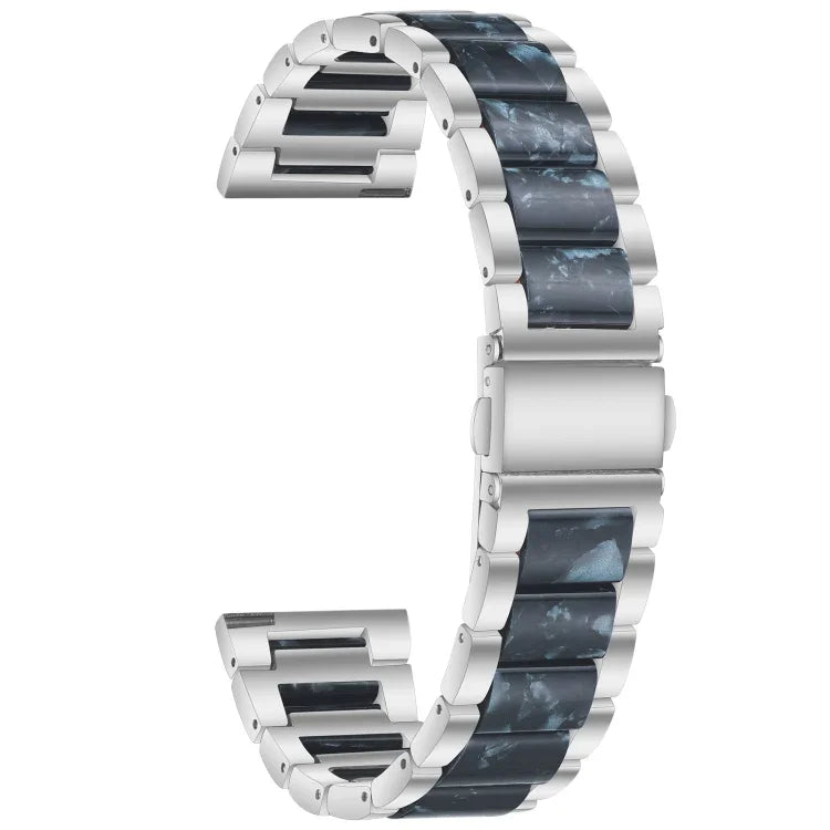 สายรัดข้อมือแบบสามเม็ดเหล็ก + เรซินสำหรับเปลี่ยน สำหรับนาฬิกา Samsung Smart Watch ขนาด 20 มม., สำหรับนาฬิกา Samsung Smart Watch ขนาด 22 มม.