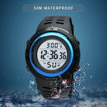 นาฬิกาอิเล็กทรอนิกส์ SKMEI รุ่น 1681 แสดงผลดิจิทัล LED หลายฟังก์ชัน เรืองแสง รองรับการวัดอุณหภูมิร่างกาย/สิ่งแวดล้อม