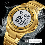นาฬิกาอิเล็กทรอนิกส์ SKMEI รุ่น 1712 แสดงผลดิจิทัล LED สองระบบ สายสแตนเลสเรืองแสง