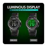 นาฬิกาอิเล็กทรอนิกส์ SKMEI รุ่น 1712 แสดงผลดิจิทัล LED สองระบบ สายสแตนเลสเรืองแสง