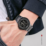 นาฬิกาอิเล็กทรอนิกส์ SKMEI รุ่น 1712 แสดงผลดิจิทัล LED สองระบบ สายสแตนเลสเรืองแสง