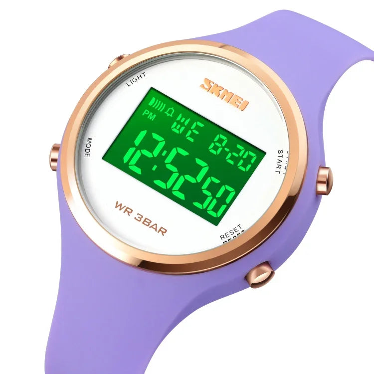 นาฬิกาอิเล็กทรอนิกส์ SKMEI รุ่น 1720 หน้าปัดกลม แสดงผลดิจิทัล LED สายซิลิโคนเรืองแสง