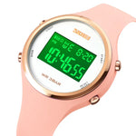 นาฬิกาอิเล็กทรอนิกส์ SKMEI รุ่น 1720 หน้าปัดกลม แสดงผลดิจิทัล LED สายซิลิโคนเรืองแสง