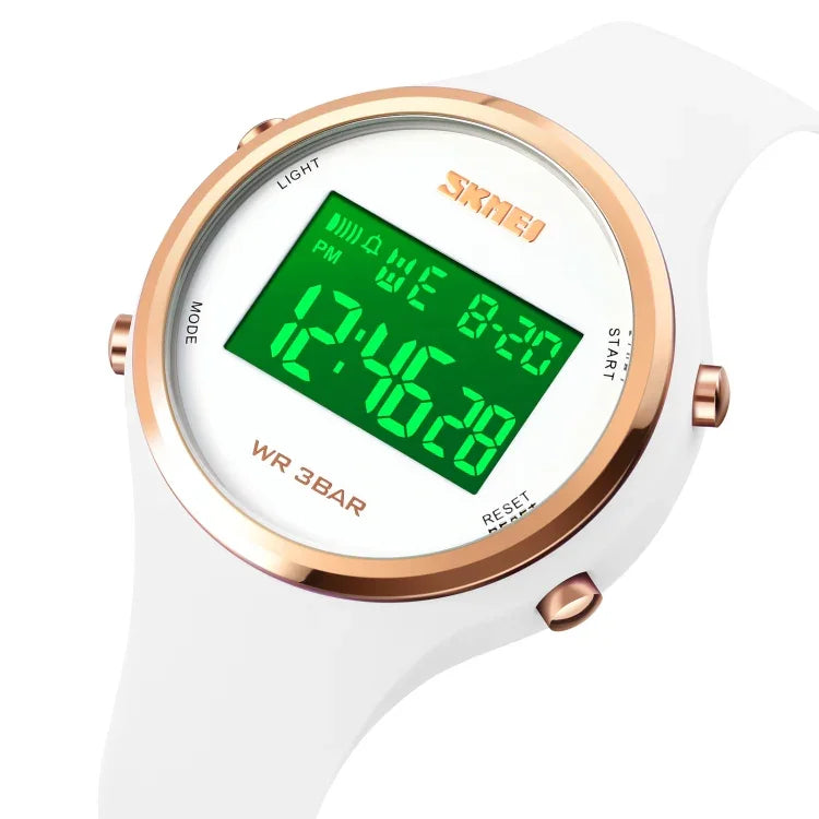นาฬิกาอิเล็กทรอนิกส์ SKMEI รุ่น 1720 หน้าปัดกลม แสดงผลดิจิทัล LED สายซิลิโคนเรืองแสง