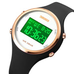 นาฬิกาอิเล็กทรอนิกส์ SKMEI รุ่น 1720 หน้าปัดกลม แสดงผลดิจิทัล LED สายซิลิโคนเรืองแสง