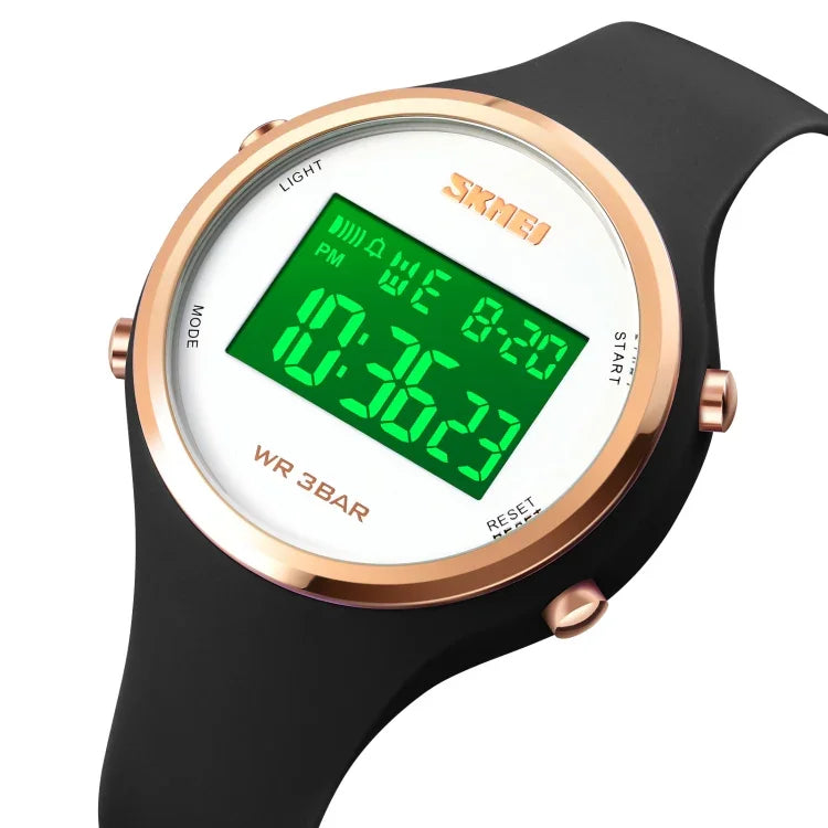 นาฬิกาอิเล็กทรอนิกส์ SKMEI รุ่น 1720 หน้าปัดกลม แสดงผลดิจิทัล LED สายซิลิโคนเรืองแสง