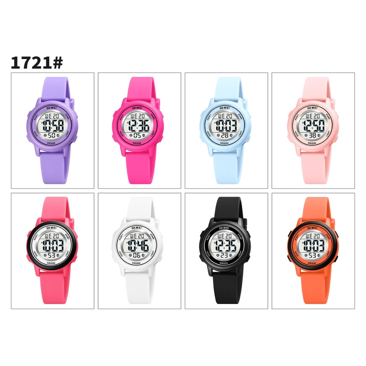 นาฬิกาอิเล็กทรอนิกส์ SKMEI รุ่น 1721 หน้าปัดกลมสามชั้น แสดงผลดิจิทัล LED สายซิลิโคนเรืองแสง