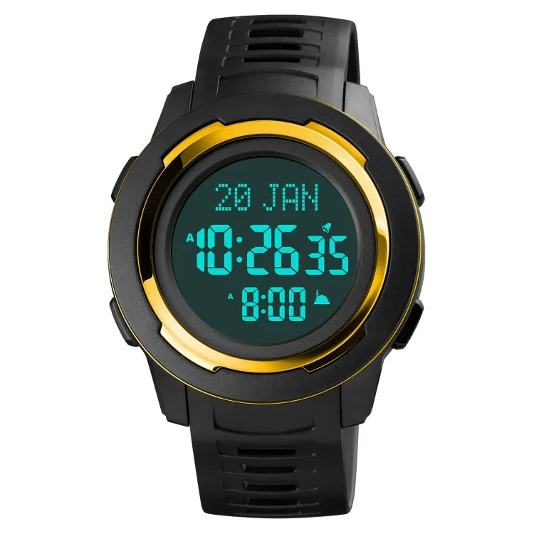 นาฬิกาอิเล็กทรอนิกส์ SKMEI รุ่น 1729 ปฏิทินกิบลา จับเวลา แสดงผลดิจิทัล LED หลายฟังก์ชัน เรืองแสง
