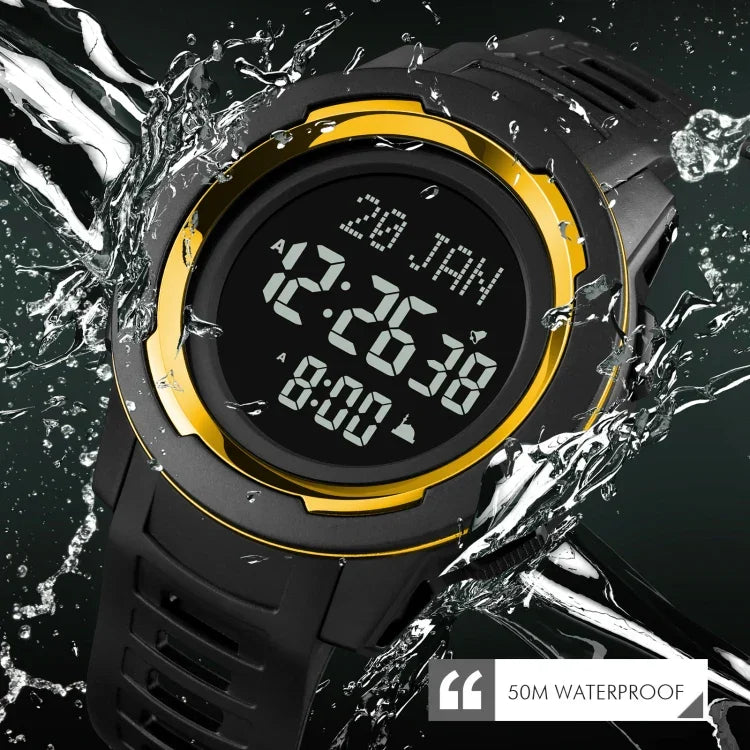 นาฬิกาอิเล็กทรอนิกส์ SKMEI รุ่น 1729 ปฏิทินกิบลา จับเวลา แสดงผลดิจิทัล LED หลายฟังก์ชัน เรืองแสง