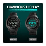 นาฬิกาอิเล็กทรอนิกส์ SKMEI รุ่น 1729 ปฏิทินกิบลา จับเวลา แสดงผลดิจิทัล LED หลายฟังก์ชัน เรืองแสง