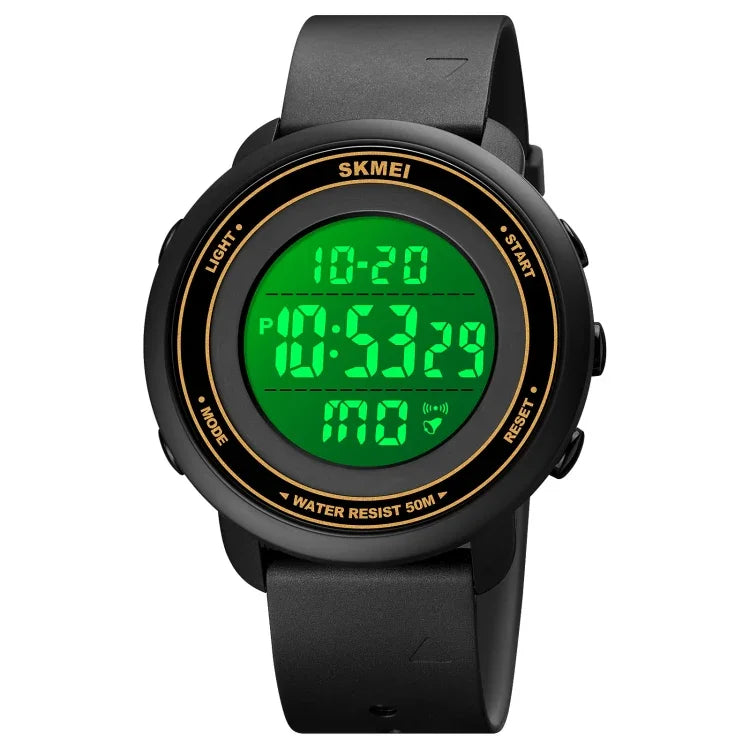 SKMEI 1736 นาฬิกาอิเล็กทรอนิกส์ดิจิทัล LED หน้าปัดกลมสามชั้นเรืองแสง