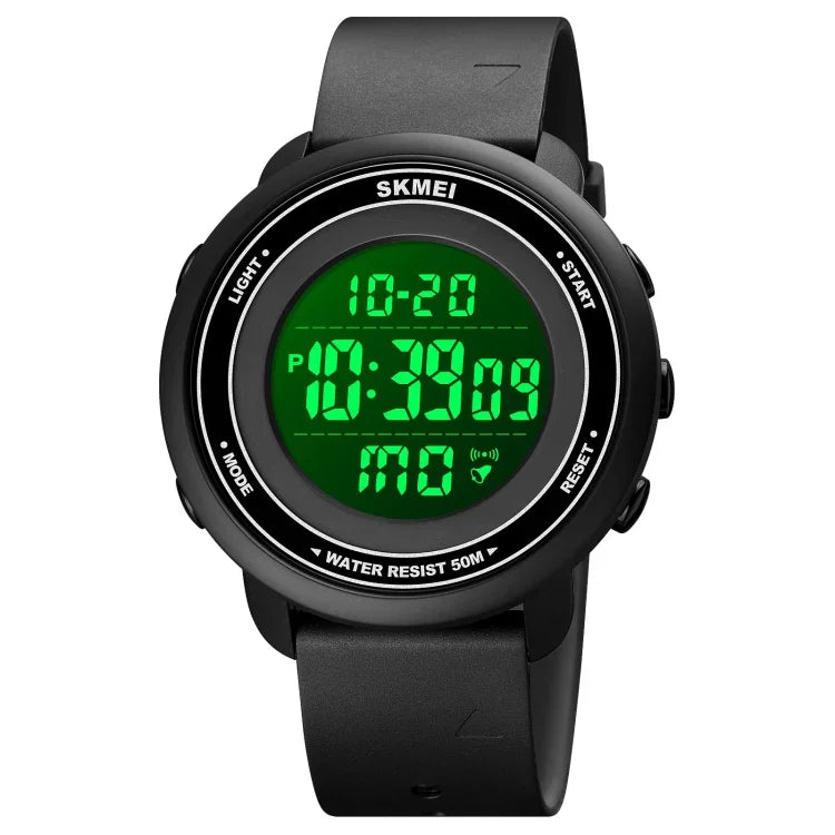 SKMEI 1736 นาฬิกาอิเล็กทรอนิกส์ดิจิทัล LED หน้าปัดกลมสามชั้นเรืองแสง