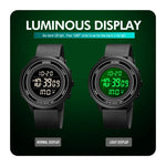 SKMEI 1736 นาฬิกาอิเล็กทรอนิกส์ดิจิทัล LED หน้าปัดกลมสามชั้นเรืองแสง
