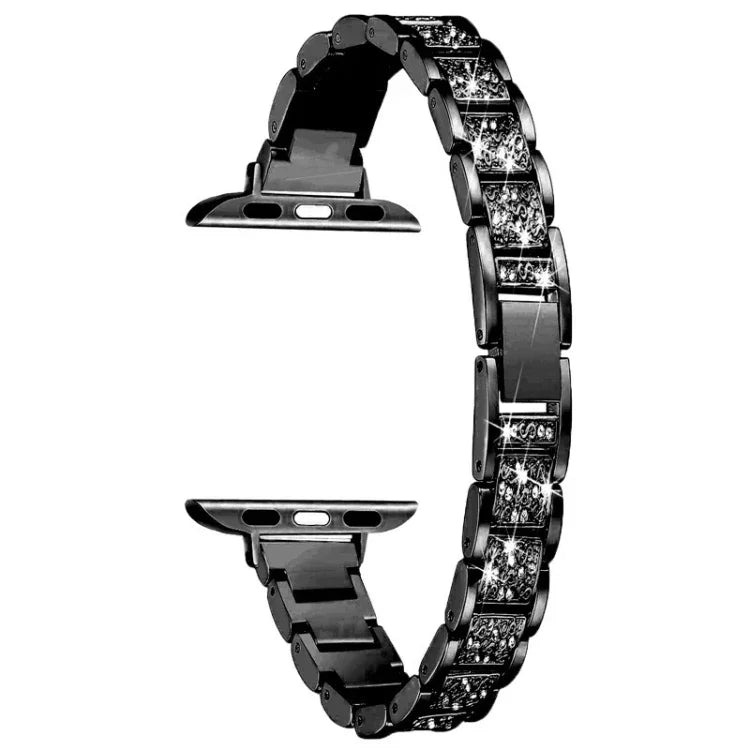 สายรัดนาฬิกาอะลูมิเนียมอัลลอยด์ประดับเพชรสามเม็ด 14mm สำหรับ Apple Watch Series, 7 41mm / 6 & SE & 5 & 4 40mm / 3 & 2 & 1 38mm, 7 45mm / 6 & SE & 5 & 4 44mm / 3 & 2 & 1 42mm