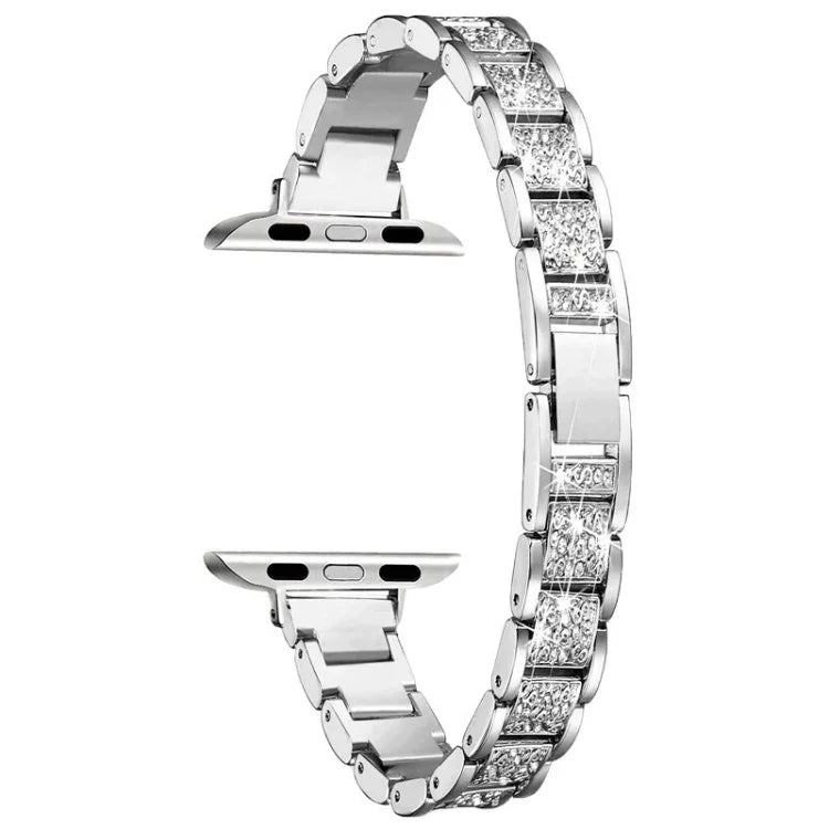 สายรัดนาฬิกาอะลูมิเนียมอัลลอยด์ประดับเพชรสามเม็ด 14mm สำหรับ Apple Watch Series, 7 41mm / 6 & SE & 5 & 4 40mm / 3 & 2 & 1 38mm, 7 45mm / 6 & SE & 5 & 4 44mm / 3 & 2 & 1 42mm