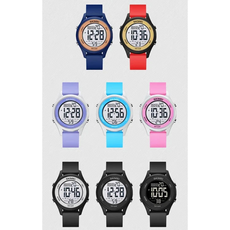 SKMEI 1758 นาฬิกาอิเล็กทรอนิกส์สายซิลิโคนเรืองแสง หน้าจอดิจิทัล LED อเนกประสงค์